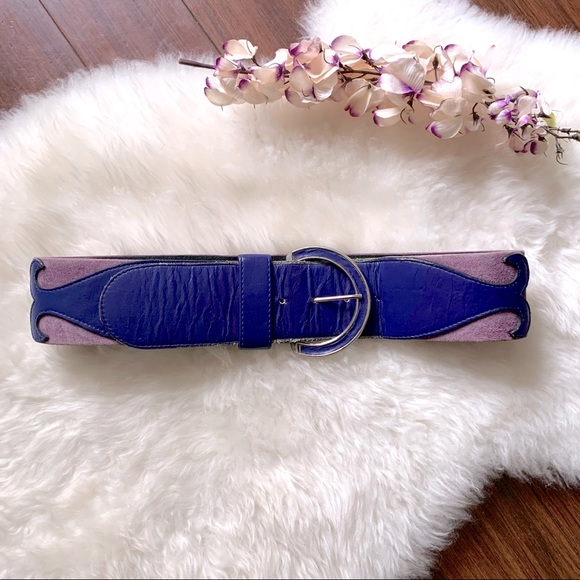 Wide Purple Suede Belt, Vintage Alfred Sung - Picture 2 of 6